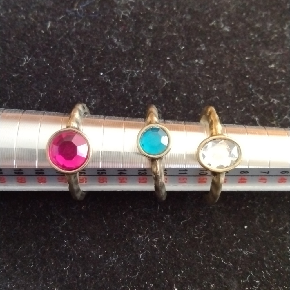 Set of three vintage bohemian gold tone rings